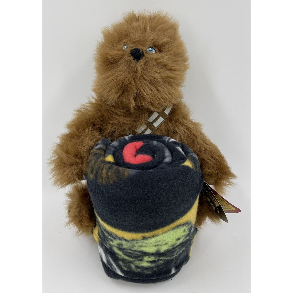 NWT Disney Star Wars Chewbacca Plush Figurine Doll & Blanket Throw Gift Set 2016